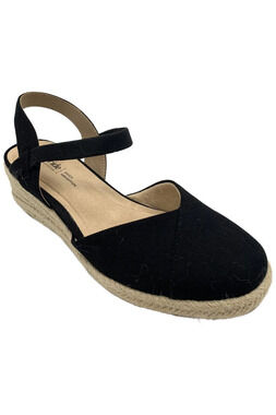 BZEE Women's Pillar Espadrille Wedge Sandal Black - Wide